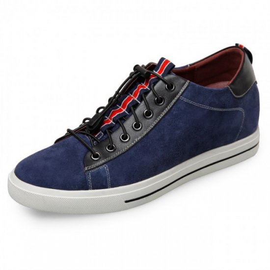 Trendy 2.4Inches/6CM Blue Suede Elevator Skateboarding Shoes