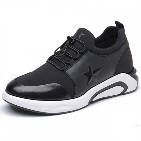 Comfortable 3.2Inches/8CM White-Black Slip on Elevator Sports Shoes