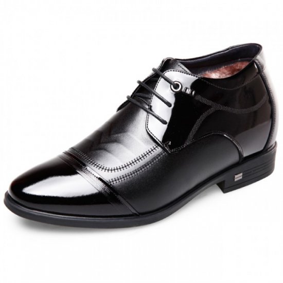2.6Inches/6.5CM Height Black Stitched Cap Toe Tuxedo Oxford Dress Elevator Shoes
