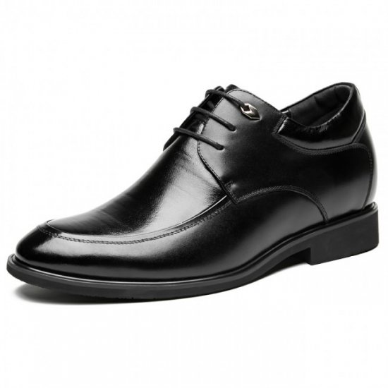 Best 8CM/3.2Inches Increase Height Black Calfskin Elevator Dress Shoes