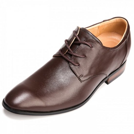 2.5Inches/6.5CM Brown European Pointed Hidden Heel Elevator Formal Shoes