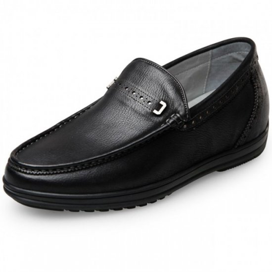 Classic 2.4Inches/6CM Black Carve Leather Business Loafers Elevator Shoes