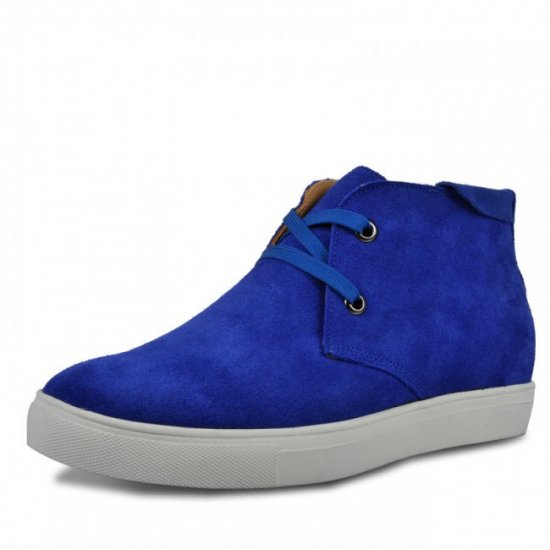 Casual 2.36Inches/6CM Height Blue Suede Leather Elevator Shoes
