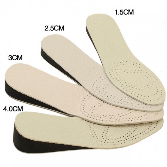 1.5CM to 4CM Cowhide Height Increasing Insoles Tailorable Elevator Inserts