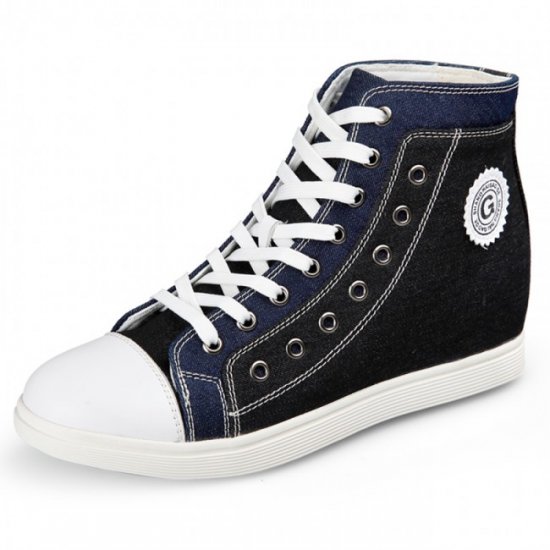 Casual High Top 2.6Inches/6.5CM Blue Canvas Sneaker Elevator Board Shoes