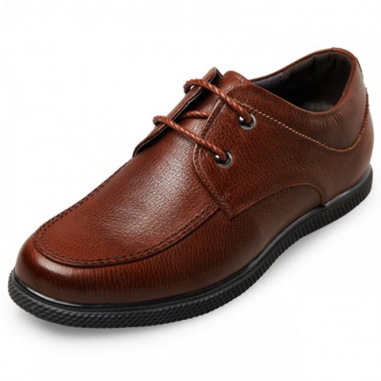 Concise Casual 2.4Inches/6CM Brown Calfskin Lift Shoes