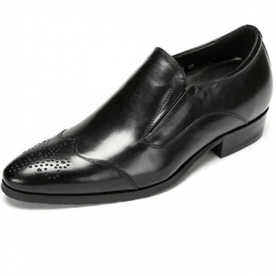 2.75Inches/7CM Black British Perforated Toe Wedding Elevator Shoes