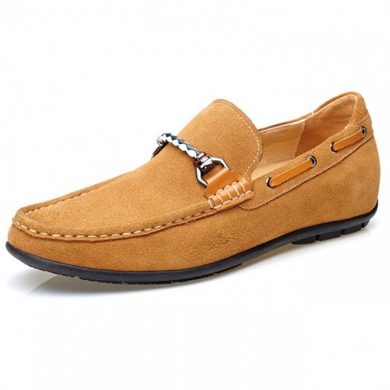 2.2Inches/5CM Aller Yellow Suede Leather Loafers Boat Shoes
