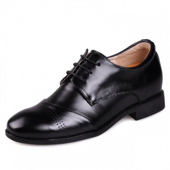 Comfort 2.5Inches/6CM Black Calf Leather Dress Oxfords Elevator Shoes