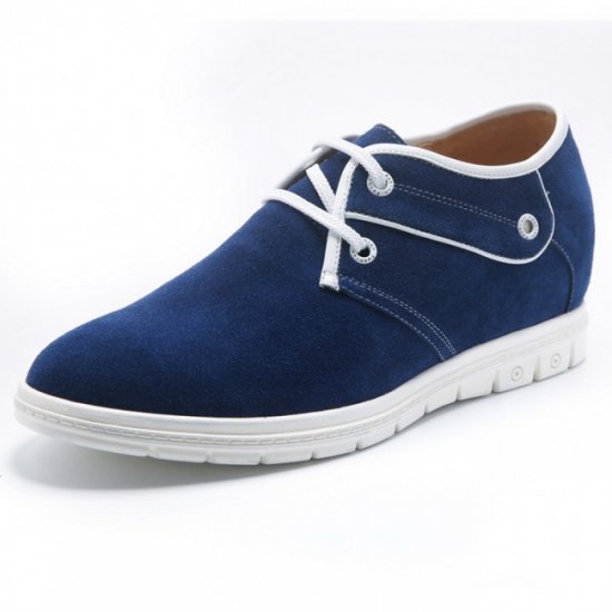 2.36Inches/6CM Blue Suede Lace-up Height Gain Elevator Shoes
