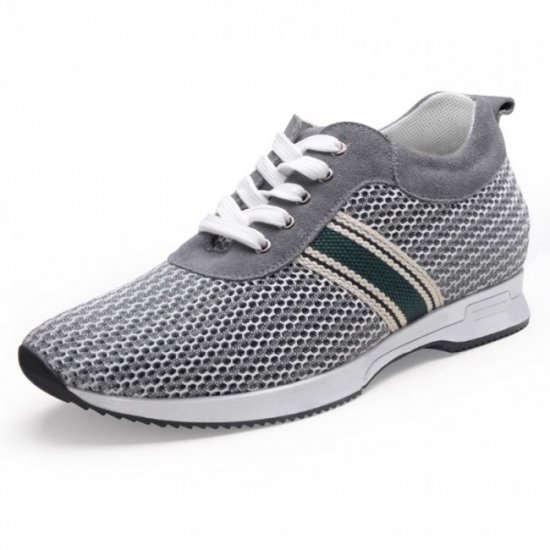 Ventilated Mesh 2.36Inches/6CM Grey Height Sneakers Running Shoes