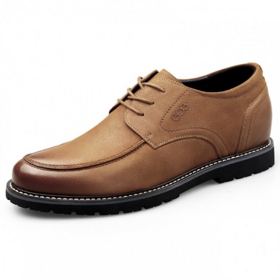 Superior 2.6Inches/6.5CM Yellowish-Brown Nubuck Business Elevator Oxford Business Shoes [SH795]