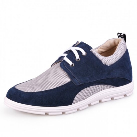 Casual 2.5Inches/6.5CM Blue Suede Leather Net Cloth Elevator Shoes