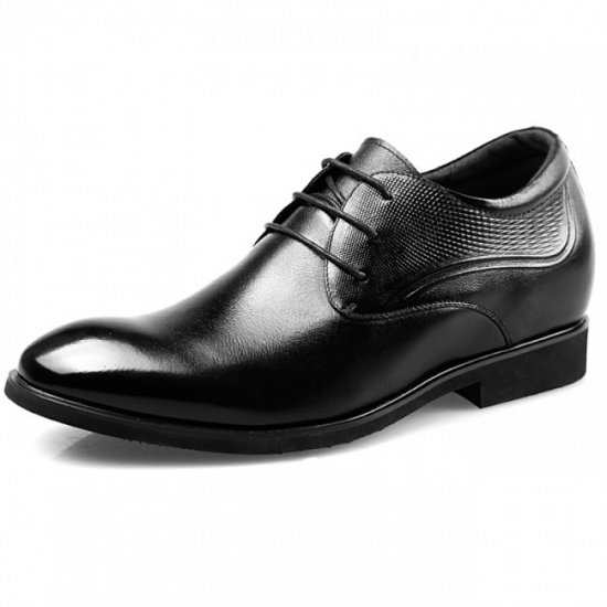 Premium 2.6Inches/6.5 CM Taller Calfskin Plain Toe Elevated Wedding Derby Shoes