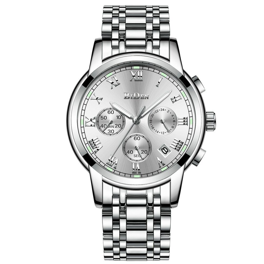 0060 BIDEN Stainless Steel Band Quartz Watch