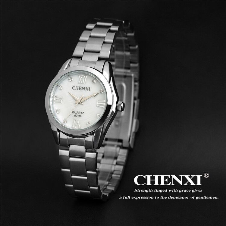 021M CHENXI Stainless Steel Band Quartz Engraved Diamond Dial Watch