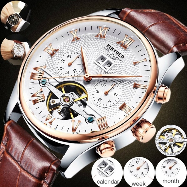 Swiss Mechanical Tourbillon Brand Watches Classic Six-pin Mechanical Watches Men's Business Watch Automatic Hollow Mechanical Wristwatches Male Christmas Gift Watches Montres Pour Homme