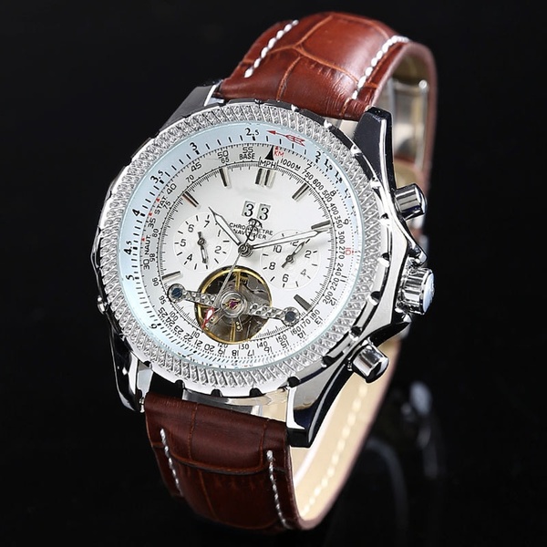Men Luxury Tourbillon Mechanical Watches Stainless Steel Band and Leather Band for You To Choose with Gift Box
