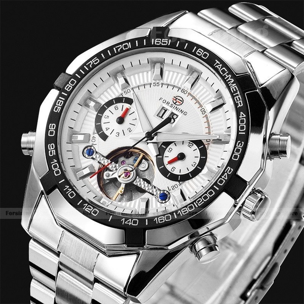 Military Full Steel Casual watches Men Mechanical Automatic Tourbillon Sports Wristwatch with Gift Box