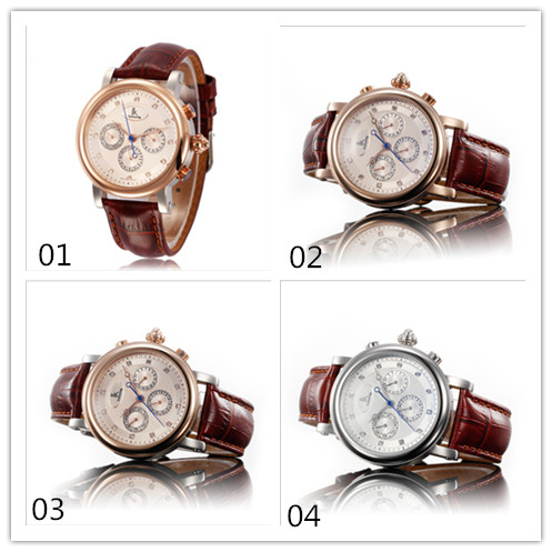 7022019 IK colouring Automatic Movement Genuine Leather Band Multifunction Watch