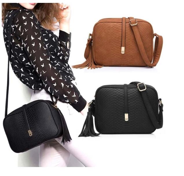 Fashion Charm Women Small Retro Crossbody Messenger Handbag Tassel PU Leather Shoulder Bags
