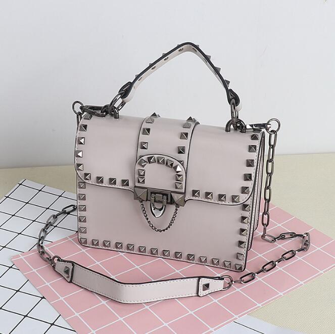 Idolra Unique Rivet Design Chain Shoulder Handbag
