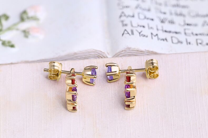 14k Gold Stud Earrings Fashion Luxury DIY Fits Earrings Inlaid Natural Gemstone Women\'s Eardrop