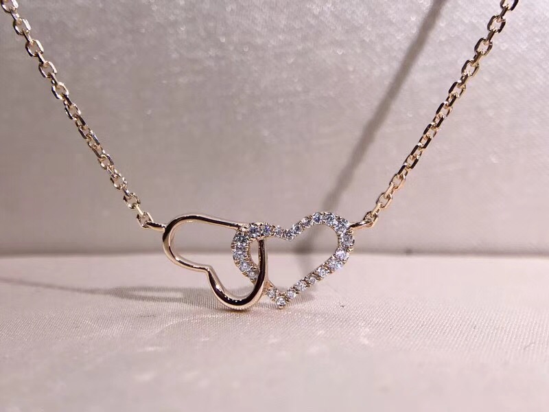 N00039S Heart-Shaped Diamond Necklace in 18k White Gold/18k Gold