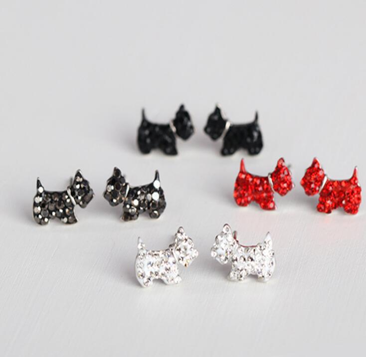 Idolra Jewelry S925 Silver Lovely Dog with 3A Zircon Earring