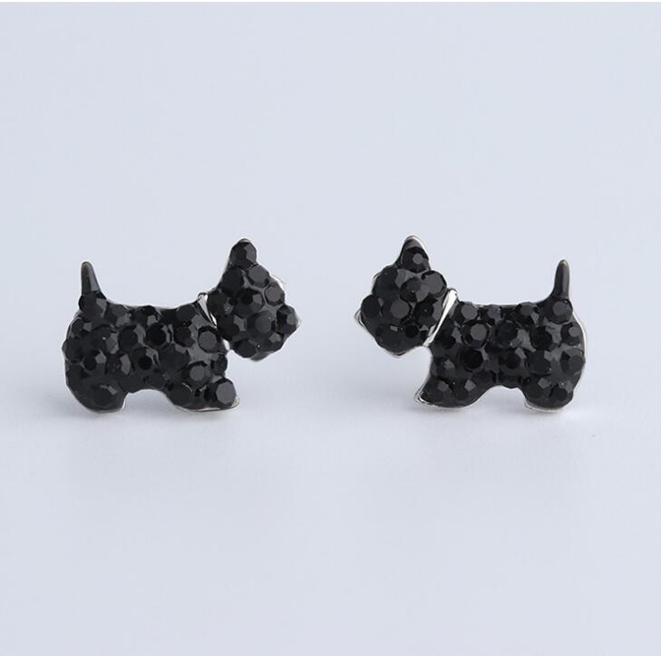 Idolra Jewelry S925 Silver Lovely Dog with 3A Zircon Earring