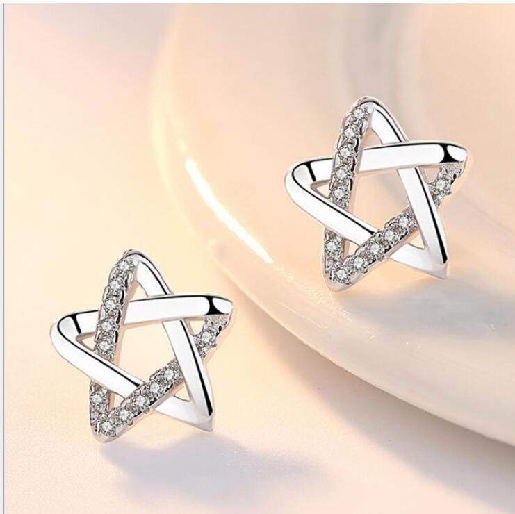 Idolra Jewelry S925 Silver Star with 3A Zircon Earring