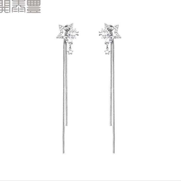 Idolra Jewelry S925 Silver Star with Tassels 3A Zircon Earring