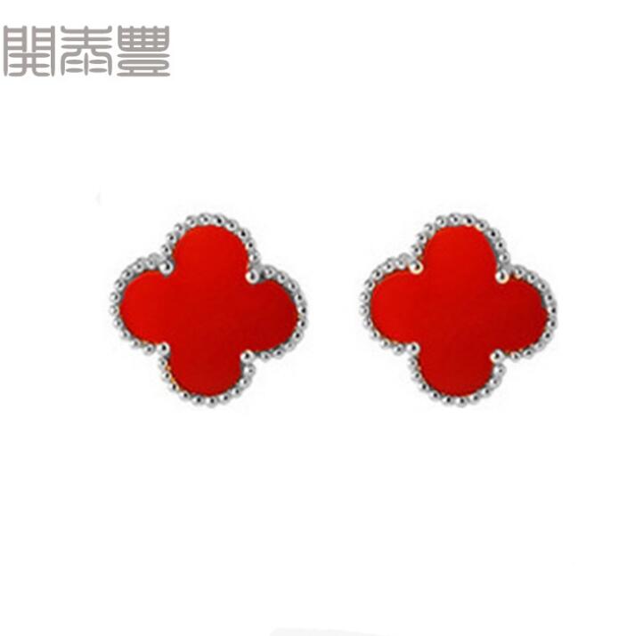Idolra Jewelry S925 Silver Lucky Clover With 3A Zircon Earring