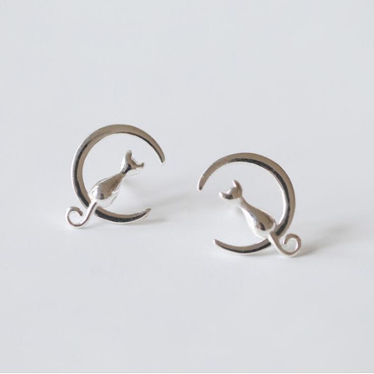Idolra Jewelry S925 Silver Kawaii Cat Earring