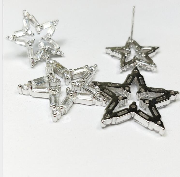 Idolra Jewelry S925 Silver Lucky Star with 3A Zircon Earring