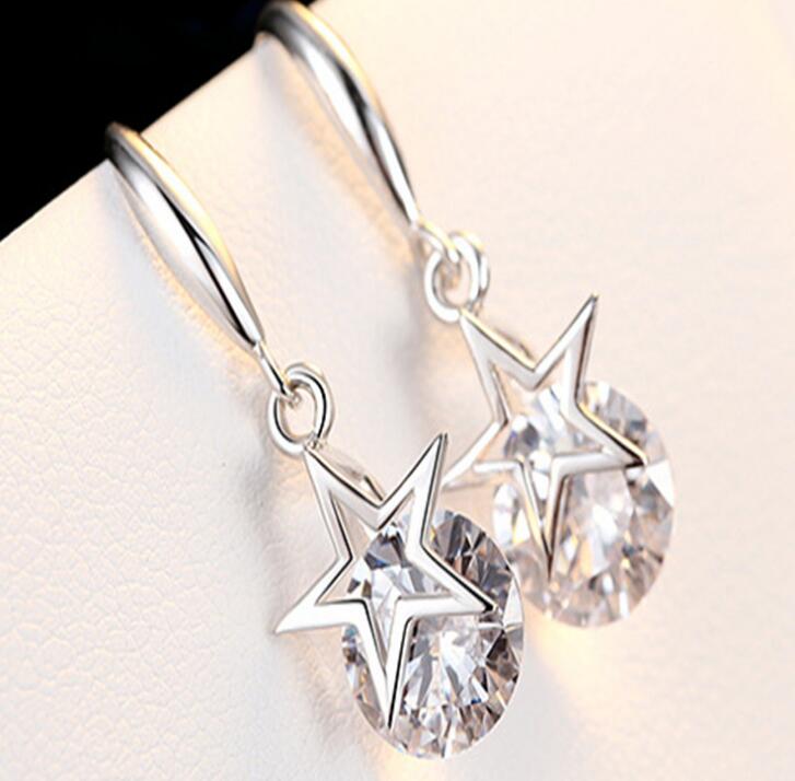 Idolra Jewelry S925 Silver Star With 3A Zircon Earring