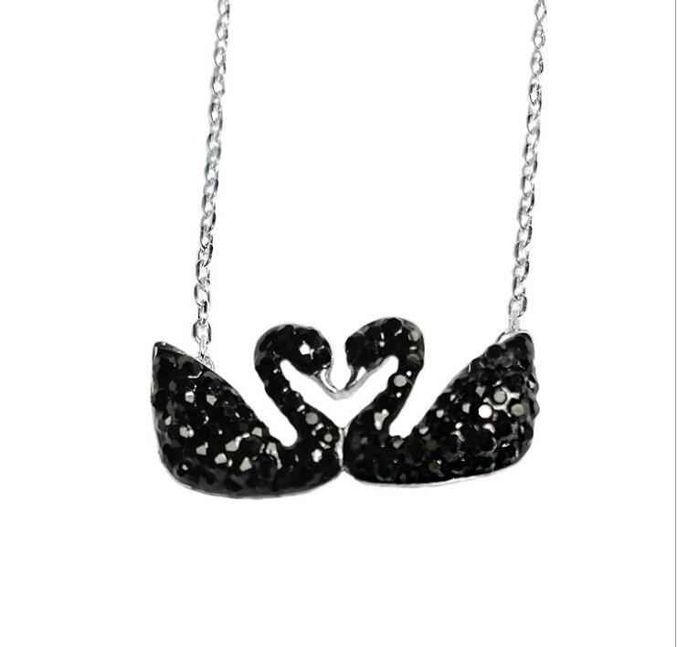 Idolra Jewelry S925 Silver Black Swan Necklace [NT019]