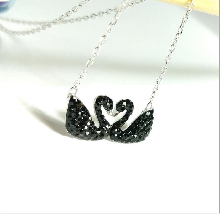 Idolra Jewelry S925 Silver Black Swan Necklace