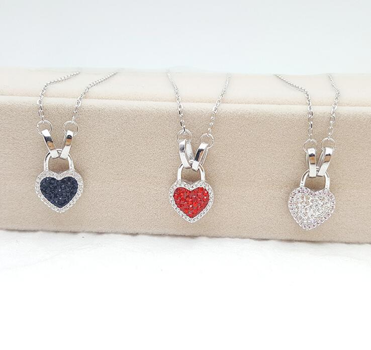 Idolra Jewelry S925 Silve Heart-Shaped With Diamond Necklace