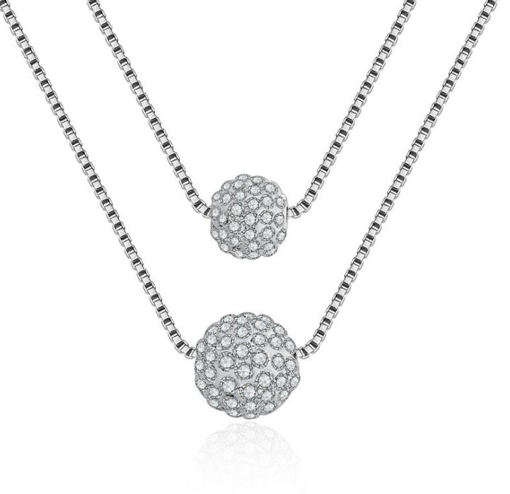 Idolra Jewelry S925 Silver Roundness Necklace with 3A Zircon Necklace [NT030]