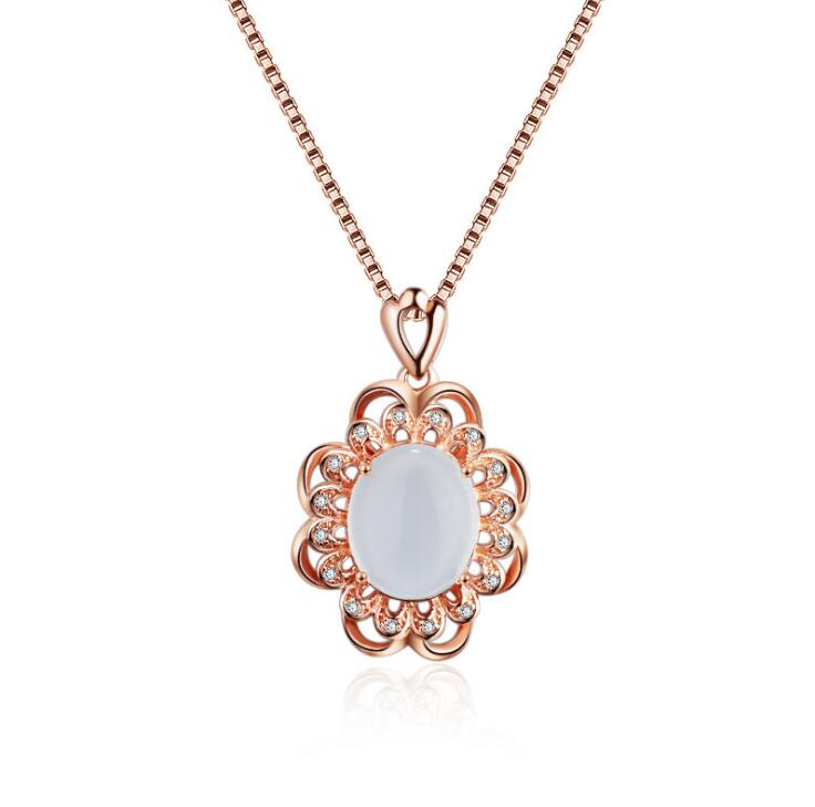 Idolra Jewelry S925 Silver Ross QuartZ Necklace with 3A Zircon Necklace
