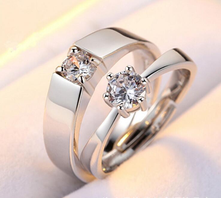 Idolra Jewelry S925 Silver Couple Ring With 3A Zircon Ring