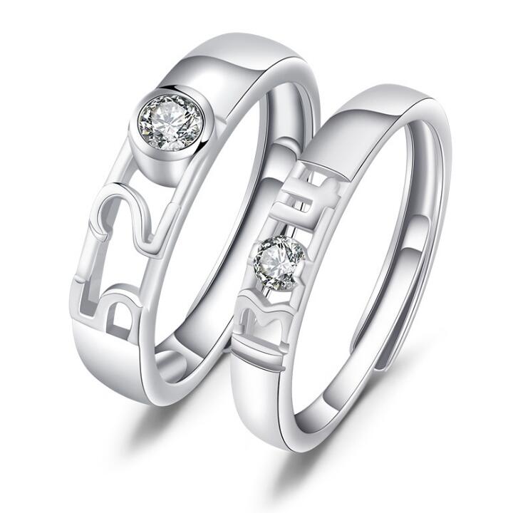 Idolra Jewelry S925 Silver Couple ring with 3A Zircon Ring [QL014]
