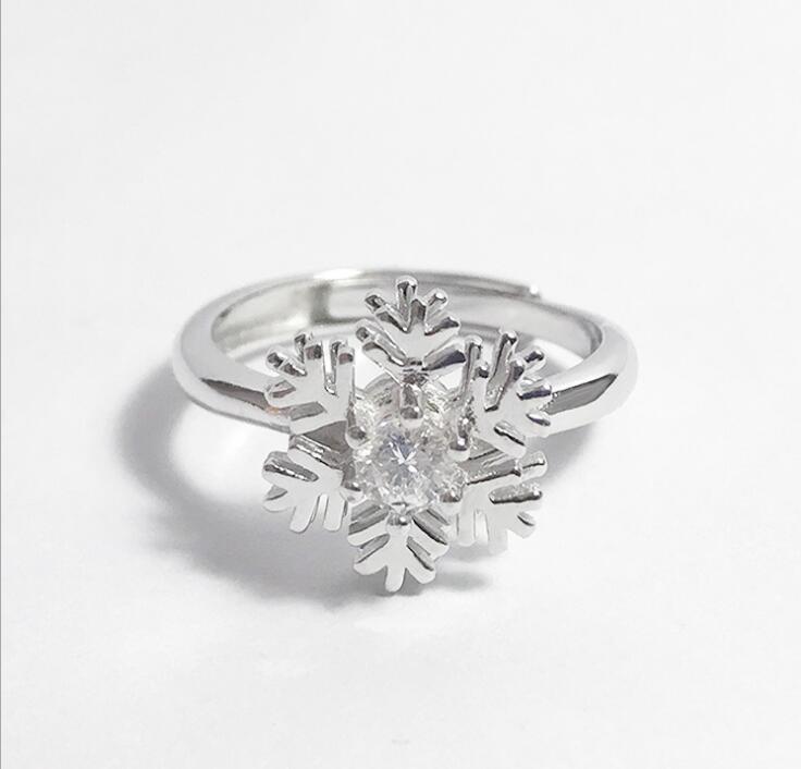 Idolra Jewelry S925 Silver snowflake with 3A Zircon Ring