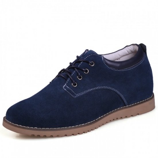 Men 2.36Inches/6CM Dark Blue Suede Leather Height Increasing Casual Shoes