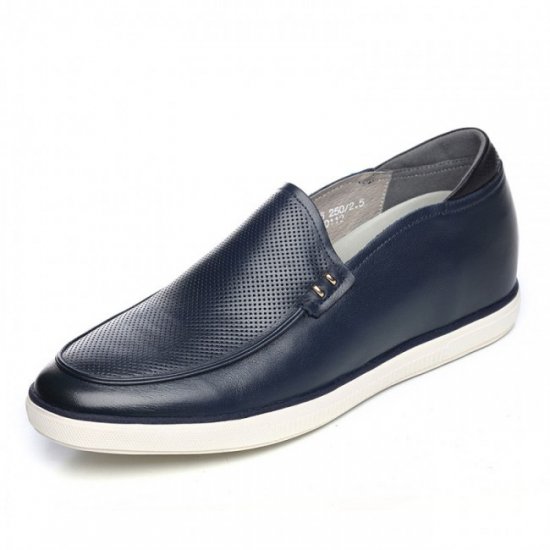 2.36Inches/6CM Blue Upper & Sole Loafers Height Increasing Driving Shoes
