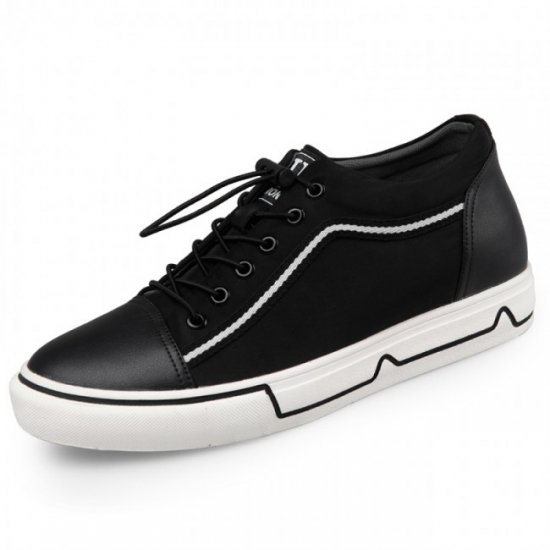 Lace Up 2.2Inches/5.5CM Black Height Increasing Canvas Shoes Sneakers