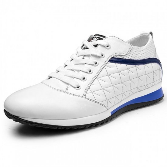 Men 2.17Inches/5.5CM White Calfskin Sneakers eight Increasing Sports Shoes