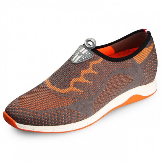 Lightweight 2.36Inches/6CM Orange Slip On Flyknit Shoes