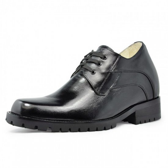 Extra Height 3.54Inches/9CM Black Genuine Leather Elevator Shoes [SH823]